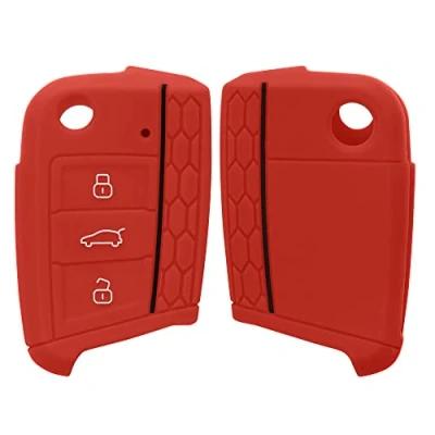 Afbeelding van kwmobile Autosleutel hoesje compatibel met VW Golf 7 MK7 3 knops behuizing in rood