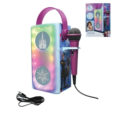 Afbeelding van Lexibook, Frozen BTP185FZZ Draadloze Bluetooth luidspreker met microfoon, kleurrijke lichteffecten, SD/TF kaartsleuf, oplaadbare batterij, blauw/paars,