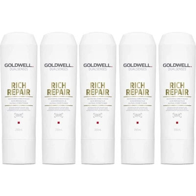 Afbeelding van 5x Goldwell Dualsenses Rich Repair Restoring Conditioner 200ml bundel/set/pakket Haibu by Kapperskorting.com