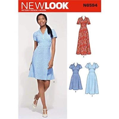 Afbeelding van NewLook New Look Pattern N6594 Damesjurk in drie lengtes, wit papier, meerdere maten