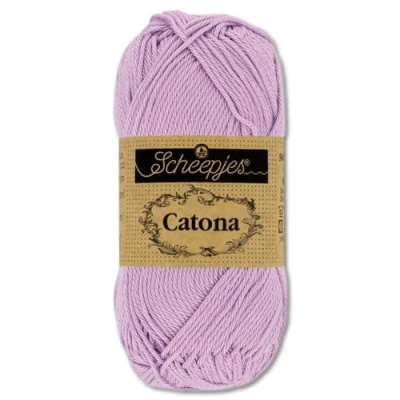 Afbeelding van Frida&#039;s Wollhaus Scheepjes Catona Breiwol, haken en haken, 10 g, 100% katoen, 113 kleuren (520 lavendel)
