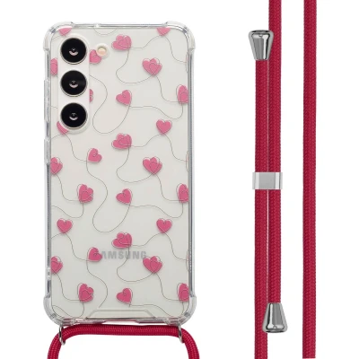 Afbeelding van imoshion Design hoesje met koord voor de Samsung Galaxy S23 Dusty Rose Connected Hearts