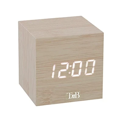 Afbeelding van T&#039;NB Moderne digitale wekker van hout met led, multifunctionele wekker, klok tijdweergave, verstelbare verlichting, 3 alarmen, USB voeding en batterijen, houten afwerking