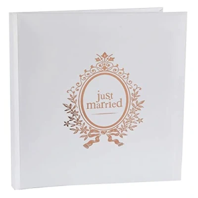 Afbeelding van Santex gastenboek/receptieboek Just Married rose goud/wit Bruiloft 24 x cm