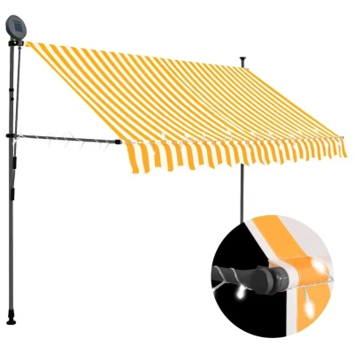 Afbeelding van Luifel handmatig uitschuifbaar met LED 300 cm wit en oranje