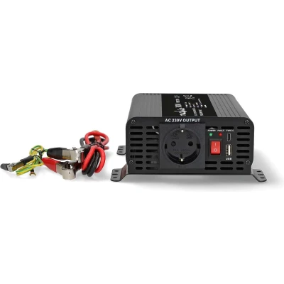 Afbeelding van Nedis Omvormer Zuivere Sinusgolf 12V naar 230V 300 W Piekvermogen: 600 Screw Terminal Type F (CEE 7/3) / USB A C Pure Zekering Zwart