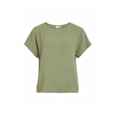 Afbeelding van VILA Kurzen ÄRMELN Rundhals Blouse, Dames, Maat: 34, Oil green