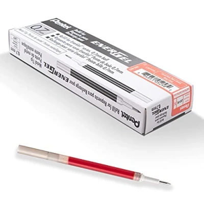 Afbeelding van Pentel LR7 P3X Navullingen voor EnerGel balpen, 0,7 bal = 0,35 mm dik, koraalrood, 12 stuks