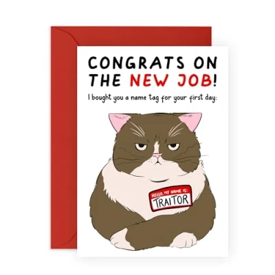 Afbeelding van CENTRAL 23 Collega startkaarten voor mannen en vrouwen Tratre Cat Grappige afscheidskaarten collega&#039;s Nieuwe baan cadeaus baas werknemer officier Geleverd met