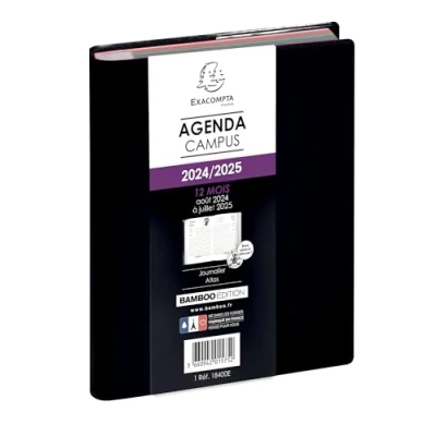 Afbeelding van Exacompta 184001E Forum Campus dagplanner 12 x 17 cm augustus 2024 tot juli 2025 Kleur: zwart