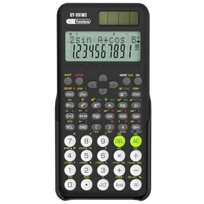 Afbeelding van calculatrice scientifique pour étudiants, 991 MS Science fournitures du secondaire et secondaire, avec couvercle (noir)