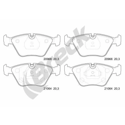 Afbeelding van BRECK 20968 10 701 00 Remblokkenset Niet geschikt voor slijtage waarschuwingscontact BMW: Z3 Roadster, 5 Saloon, 3 Coupe