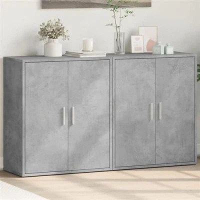 Afbeelding van vidaXL Dressoirs 2 st 60x31x70 cm bewerkt hout betongrijs