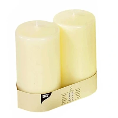 Afbeelding van Papstar, Kaarsen, Zuilkaars &quot;Ivory&quot;, diameter: 80 mm, ivoorkleurig van paraffine, hoogte: 150 brandtijd: ca. 7.. (2 Pcs.)