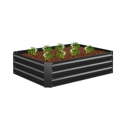 Afbeelding van moestuinbak verzinkt metaal 30x120x90 cm rechthoekig zwart