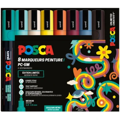 Afbeelding van Uni Posca PC5M Markers Set 8 Stuk Retro Kleuren
