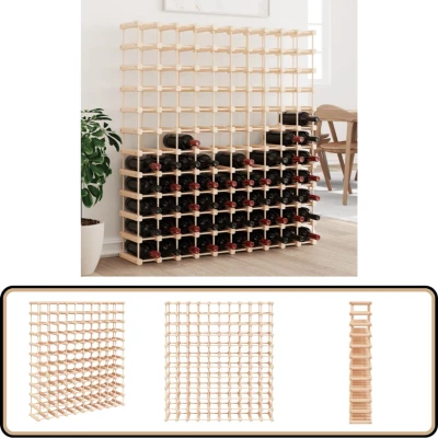 Afbeelding van Wijnrek voor 120 flessen 112,5x23x123,5cm massief grenenhout