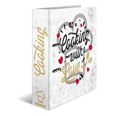 Afbeelding van HERMA Receptenmap met opschrift &quot;Cooking with Love&quot;, DIN A4, 70 mm rug, gouden decoraties, 6 stuks, 1 map