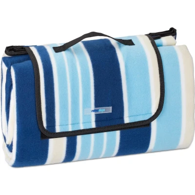 Afbeelding van relaxdays Picknickkleed picknickdeken fleece deken outdoor kleed gestreept XXL