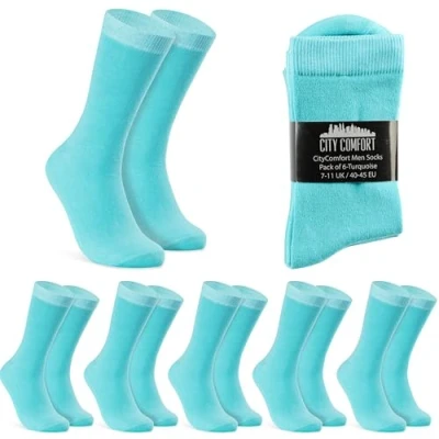 Afbeelding van Herensokken Set van 12 paar zwarte herensokken, witte eenheidsmaat 41 44, Turquoise 6