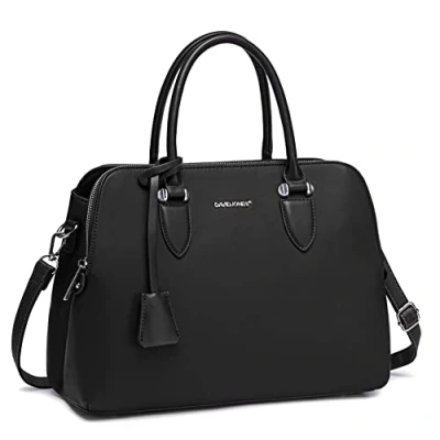 Afbeelding van David Jones Bugatti Handtas voor dames, van PU leer, met schouderriem, meerdere vakken, in de stad, werk, elegant, klassiek, chic, zwart.