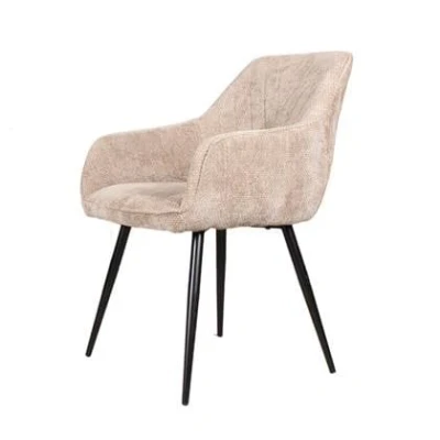 Afbeelding van DS4U® Flavio Armstoel Beige Stijlvolle kuipstoel met armleuning Comfortabele donkergroene zitting Zwarte metalen poten Inclusief ruitpatroon in de rugleuning Ideaal voor eetkamer