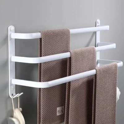 Afbeelding van Handdoekenrek zonder boren 80 cm wit handdoekhouder badkamer wandhanddoekhouder keukenhanddoekhouder