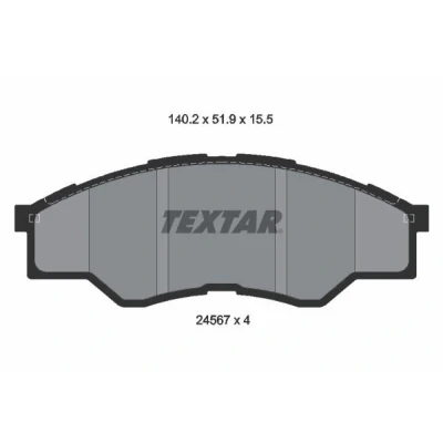 Afbeelding van TEXTAR 2456701 Remblokkenset Niet geschikt voor slijtage waarschuwingscontact TOYOTA: HILUX 3 Pick up, Pritsche/Fahrgestell (KUN1, TGN3, TGN2