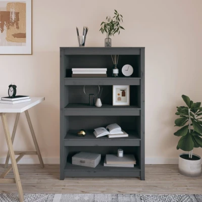 Afbeelding van Boekenkast 80x35x126 cm massief grenenhout grijs