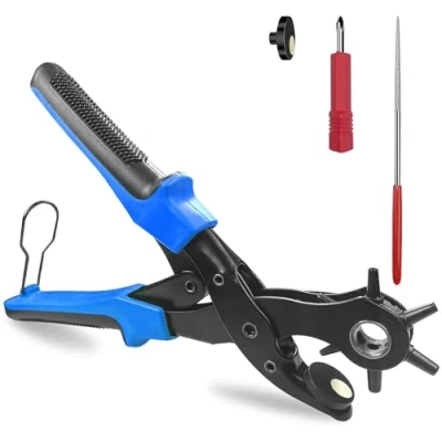 Afbeelding van Newaner 2 4.5 mm ronde perforator met 6 punch maten, professionele roterende lederen riem gat klem voor kaarten, horlogebanden, tassen, karton, geperforeerde leren schoenen