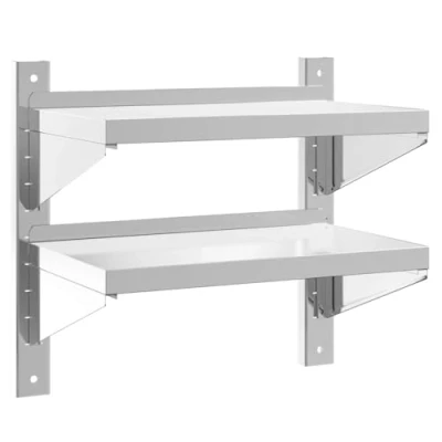 Afbeelding van Wandschap 2 laags 50x30x60 cm roestvrijstaal zilverkleurig