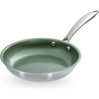 Afbeelding van Just Vegan, Ceravegan RVS ECO koekenpan 20 cm Colour /
