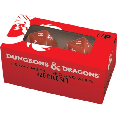 Afbeelding van Dungeons and Dragons: Heavy Metal Dice Set D20 Red White (2 stuks)