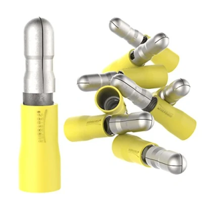 Afbeelding van AUPROTEC 100 stuks 4 6 mm² ronde verbindingen, geel, PVC connector, koppelingsstekker, vertind messing,
