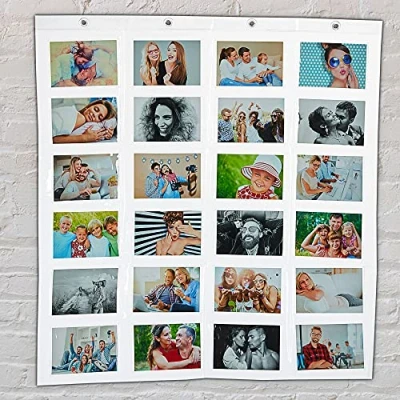 Afbeelding van Cepewa Fotogordijn met 24 zakken, 15 x 10 foto&#039;s, liggend formaat, 83 78 cm, om op te hangen