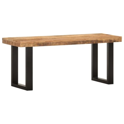 Afbeelding van Bankje 110 cm massief ruw mangohout en staal