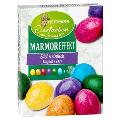 Afbeelding van Heitmann Eierfarben Marmereffect 6 vloeibare eierkleuren 1017216, 30 ml, geel, rood, paars, groen, oranje, blauw, 5 ml