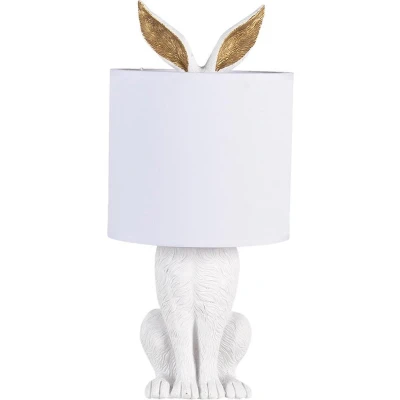 Afbeelding van Clayre &amp; Eef Tafellamp Konijn Ø 20x45 cm Wit Kunststof Bureaulamp