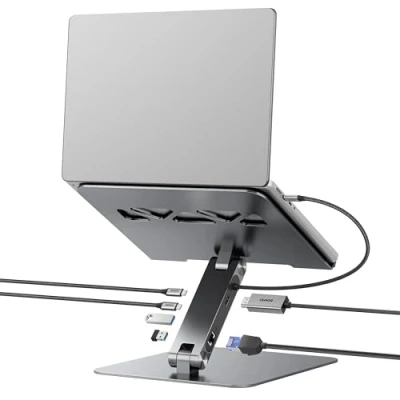 Afbeelding van BENFEI Support pour ordinateur portable avec station d&#039;accueil USB C 6 en 1, HDMI 4K@60Hz, Ethernet Gigabit, charge rapide 100 W, 10 Gbps, 1 3.2 et 2 x A 3.2, compatible MacBook Pro/Air