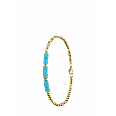 Afbeelding van Lucardi Dames Stalen goldplated Armband met turquoise Staal Goudkleurig 20 cm