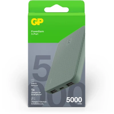 Afbeelding van GP Batteries PowerBank B+ serie 5000 mAh mosgroen (5000 mAh), Powerbank, Grijs