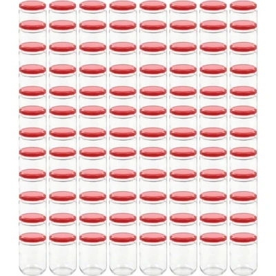 Afbeelding van Jampotten met rode deksels 96 st 230 ml glas