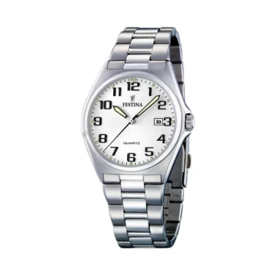 Afbeelding van FESTINA Herenhorloge, analoog, kwarts, met armband van roestvrij staal, Wit/Zilver, klassiek, Klassiek