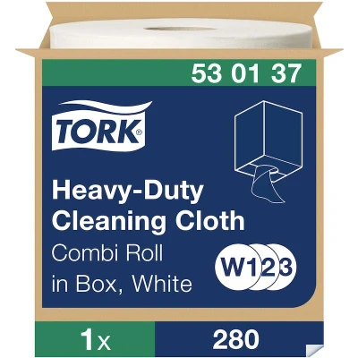 Image de TORK 530137 Chiffon de nettoyage robuste pour rouleaux combinés W1/W2/W3 (280 pcs)