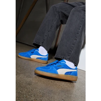 Afbeelding van Puma Palermo Vintage Unisex Sneakers laag, Maat: 37.5, Hyperlink blue/frosted ivory Leer en textiel