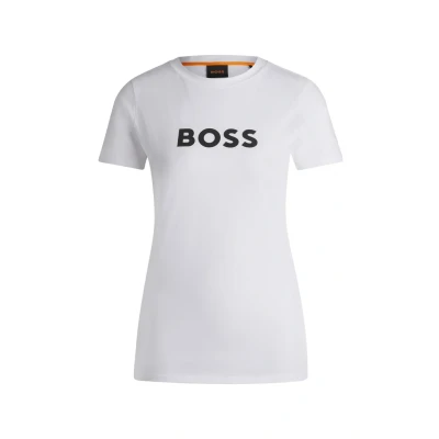 Afbeelding van HUGO BOSS dames Elogo T shirt met logo in de kleur Wit, maat: XS