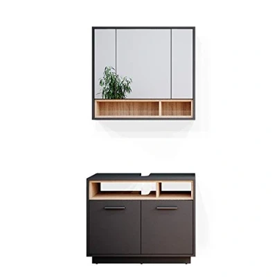 Afbeelding van Vicco Badkamermeubel set Beatrice, Antraciet/Sonoma, 2 delen