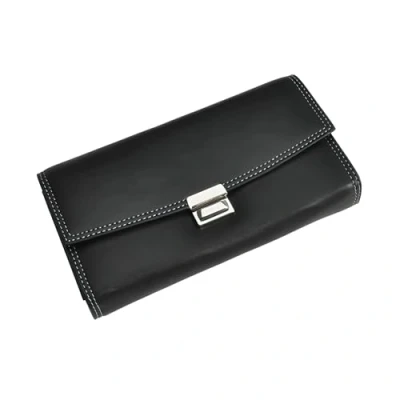 Afbeelding van Portefeuille de serveur, porte monnaie pour homme et femme avec holster, poche plaquée chaîne grand compartiment à monnaie, taxi, restaurant, pizza, Noir , Viele Fächer, Classique