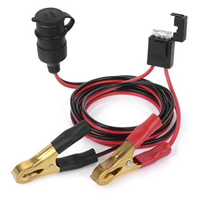Afbeelding van Jtron Sigarettenaansteker, stroomkabel, verlengkabel, krokodillenklem, 2 m, 12 V, 14 AWG, 25 A, adapter voor mobiele telefoon, zuiging, GPS