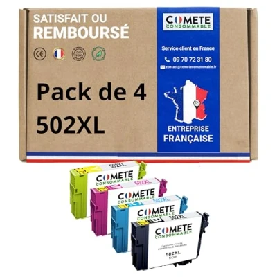 Image de COMETE 502XL 4 Cartouches d&#039;encre Compatibles avec Epson 502 ou Noir/Couleur